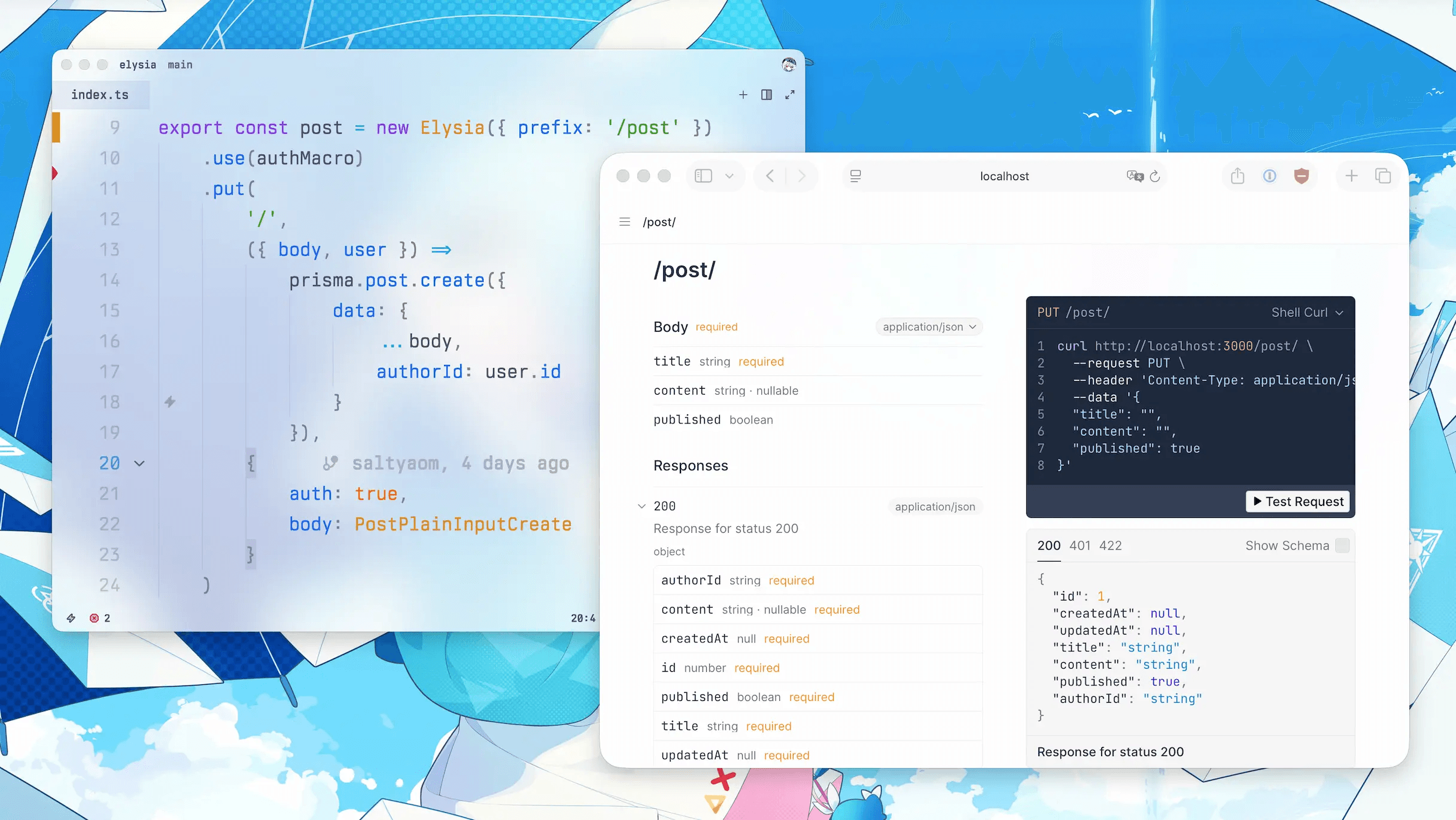 Elysia 从 TypeScript 代码(含 Prisma 模型)自动生成 OpenAPI 交互文档