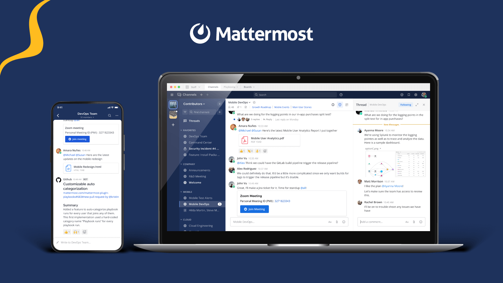 Mattermost 跨端协作与事故响应 Playbook 界面(官方产品图)