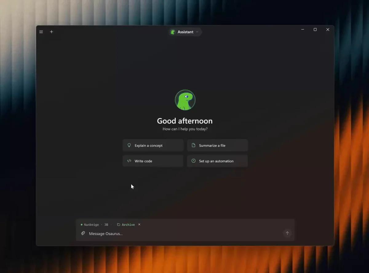 Osaurus Windows 版界面（Beta）