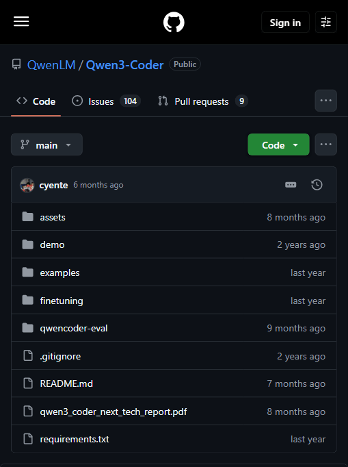 QwenLM/Qwen3-Coder 仓库主页